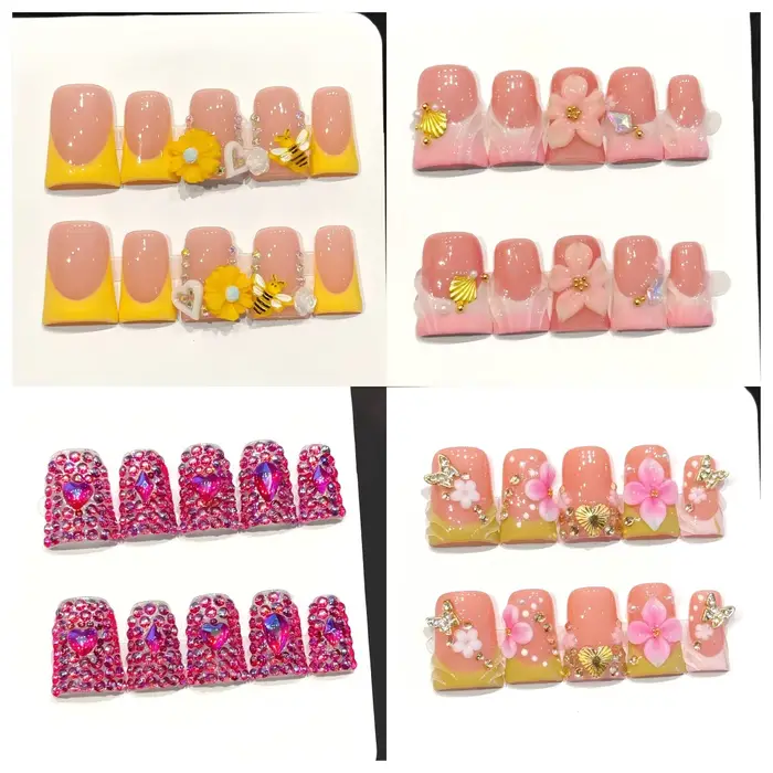 10 faux ongles en forme de canard faits à la main