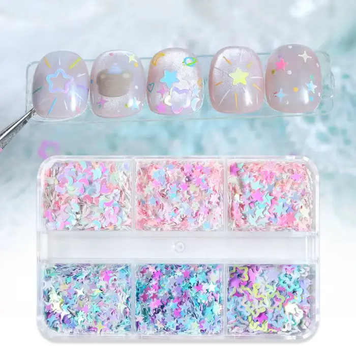 Accessoires pour nail art : étoiles irisées