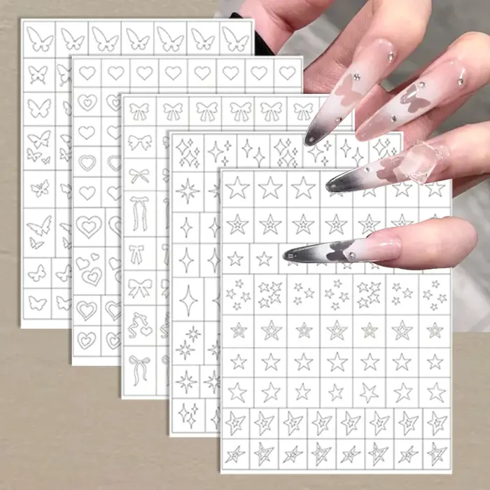 2 à 50 feuilles d'autocollants transparents pour ongles