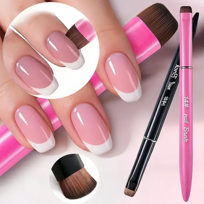 Nouveau pinceau à ongles français 3 en 1, avec tête de brosse multifonction - Pinceau à ongles fin, adapté aux ongles en gel et en acrylique, nettoyage précis