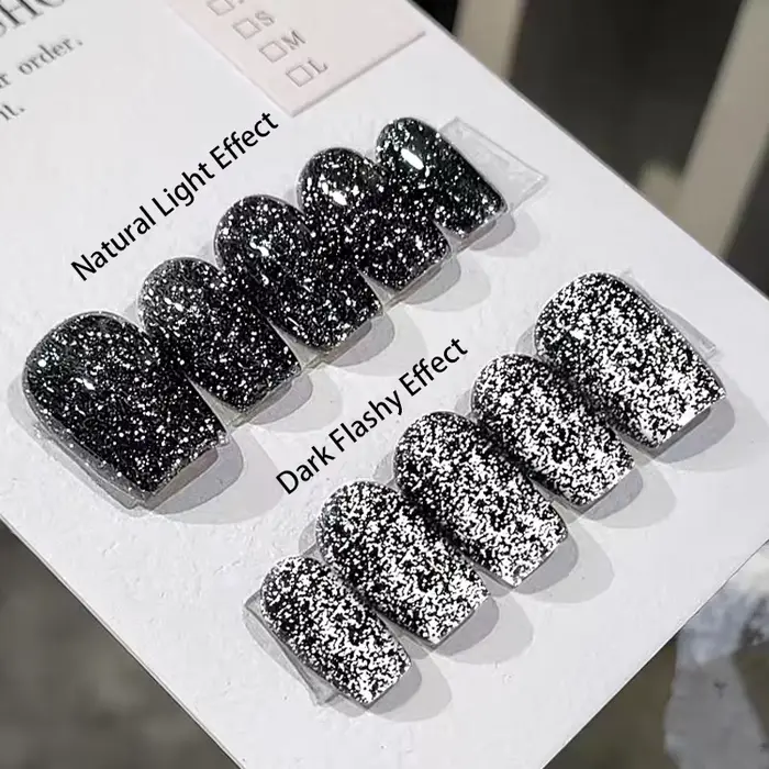 UR SUGAR 15ml réfléchissant noir paillettes vernis à ongles Flash effet scintillant Semi Permanent tremper UV Gel