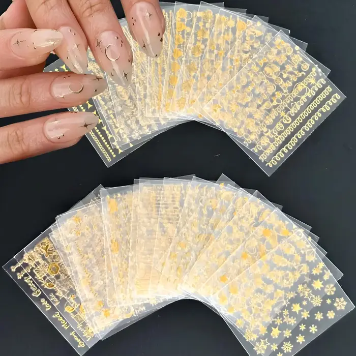 Autocollants pour ongles en or