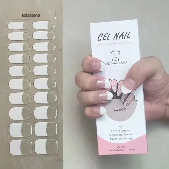 Autocollant pour ongles en gel semi-durci pour manucure, curseur adhésif, couverture complète, figur
