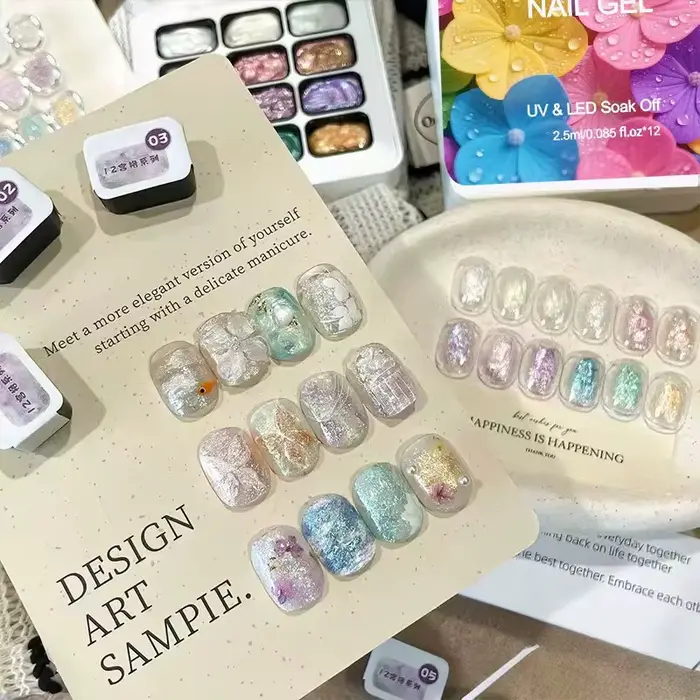 Gel à ongles solide 3D Aurora Fairy Cream 12 couleurs