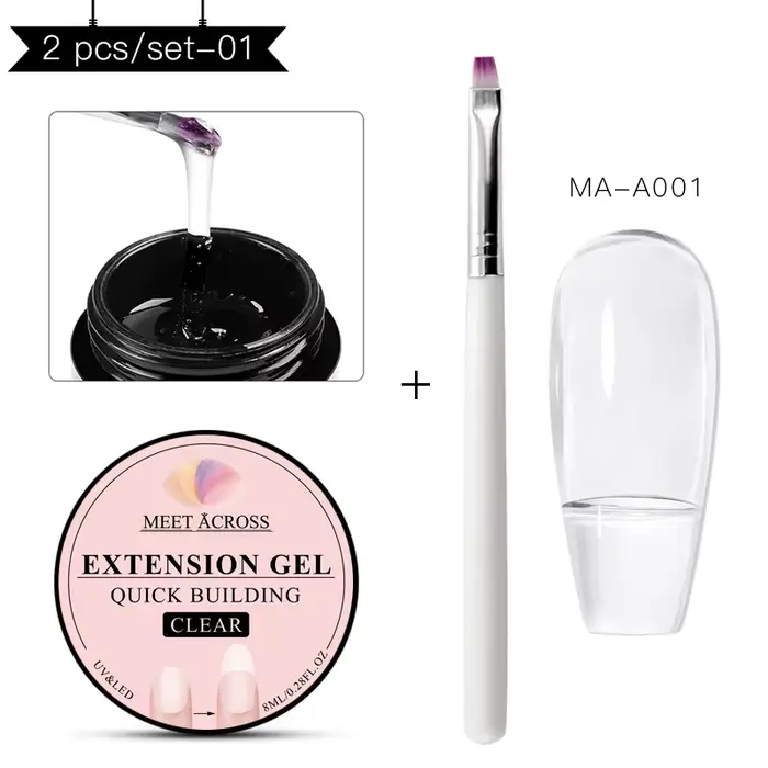 MEET ACROSS-Kit de Verhéritage à Ongles Gel UV, Extension, Construction Rapide, Style Français, Blan