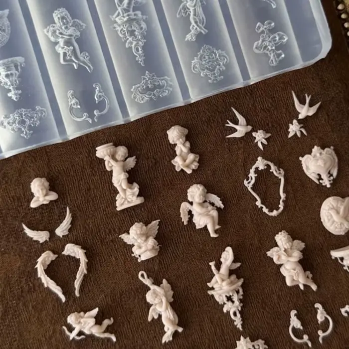 Moule à ongles en silicone 3D baroque ange