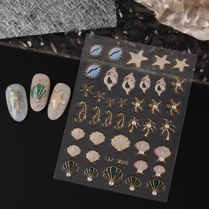 Autocollants 3D pour ongles Thème Océan Estival