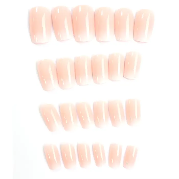 24 pièces d'ongles courts dégradés français avec 1 gelée et 1 lime à ongles