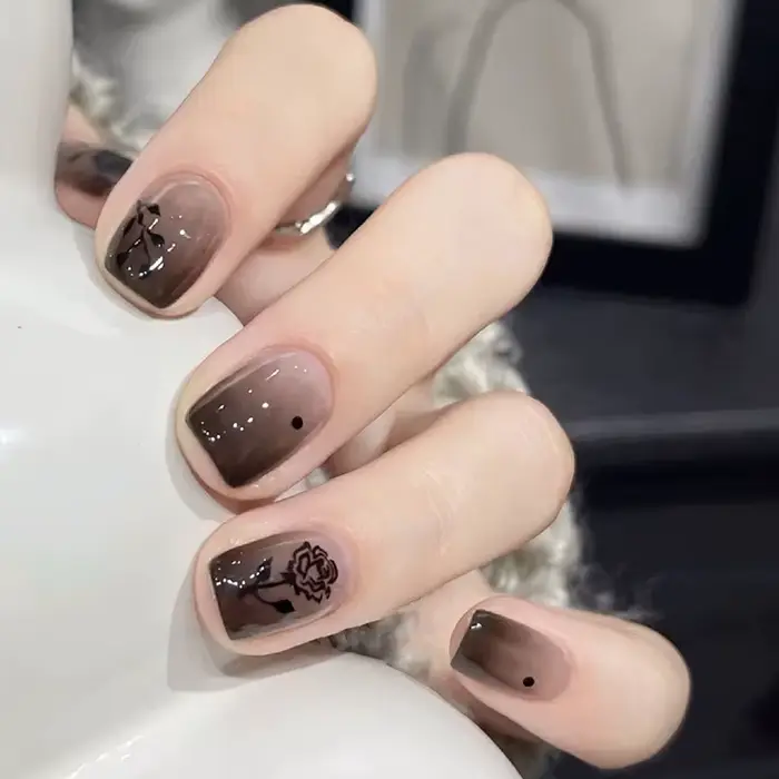 24 pièces doux Rose français brillant portant des faux ongles conseils mode doux court rond presse s