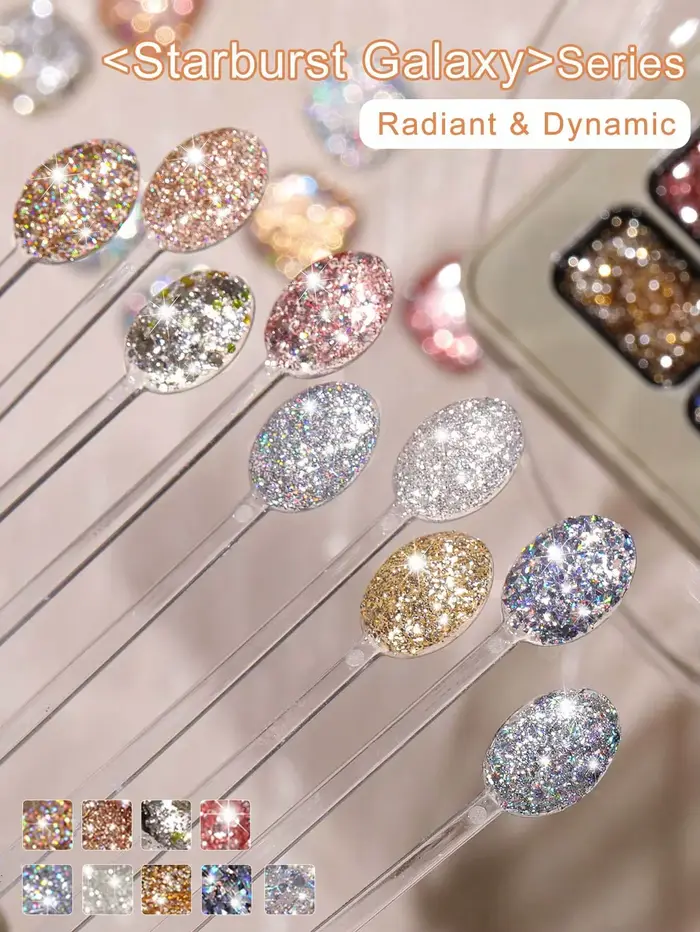 9 couleurs Starburst Galaxy série paillettes solide adhésif Gel vernis à ongles Semi Permanent tremper UV LED