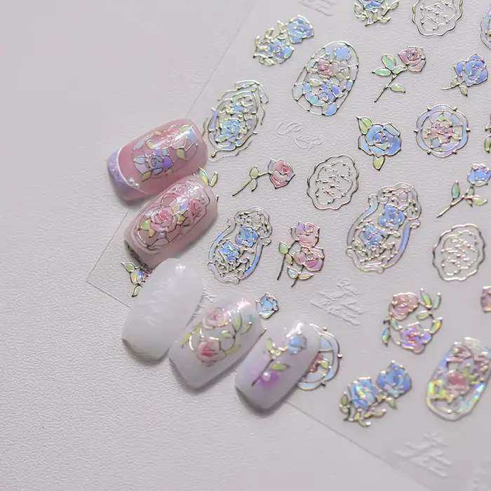 Autocollants pour Nail Art, 1 pièce, fleur de rêve, coque de fenêtre, lumière, fleur japonaise, auto