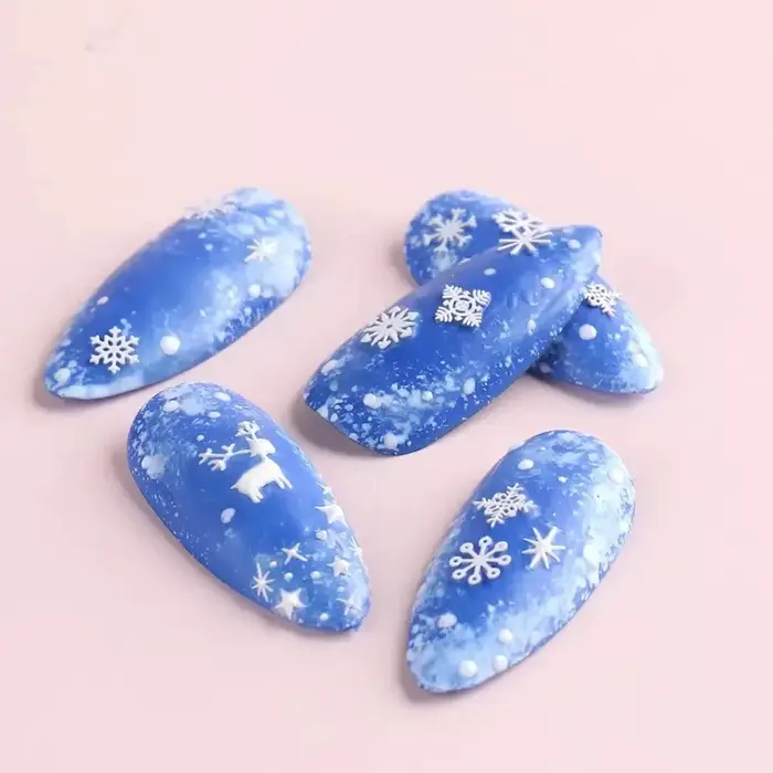 Décorations pour Nail Art, 1 bouteille/100 pièces, flocons de neige blancs pour nouvel an hiver 2022