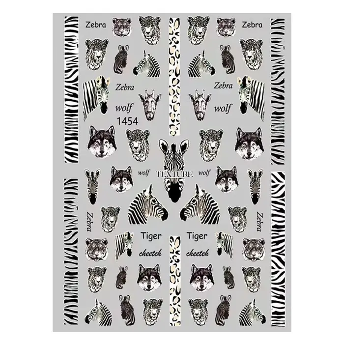 Autocollants 3D pour les ongles, motifs animaux, tigre, léopard, décorations artistiques, décalcoman