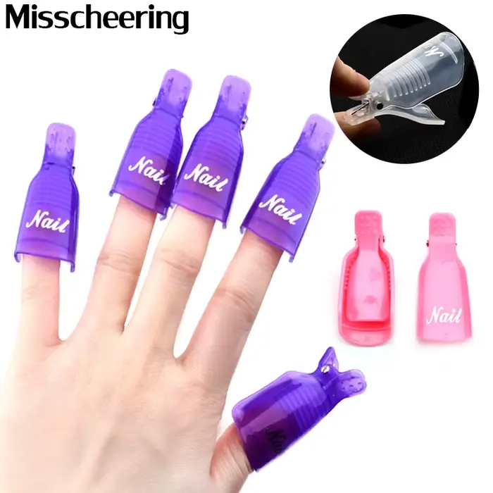 10 pièces/ensemble portable acrylique Nail Art tremper le capuchon pince UV Gel dissolvant de vernis outils d'emballage