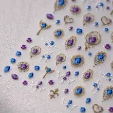 Autocollants pour Nail Art 5D, sceptre doré élégant, magnifique pierre précieuse de luxe, motif cour
