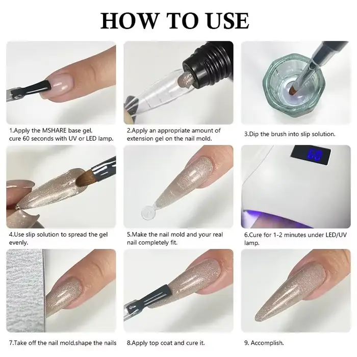 MSHARE Poly ongles Gel acrylique 60ml constructeur UV Led Acrylgel