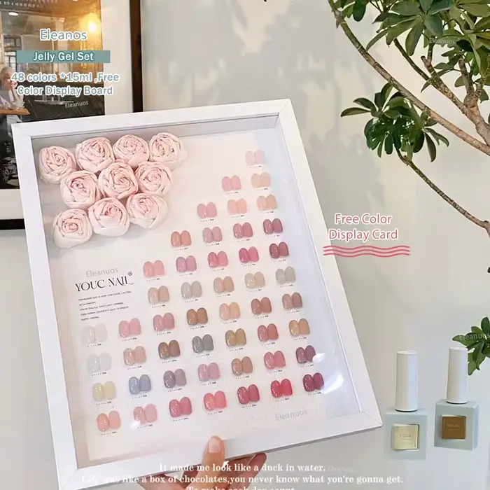 Eleanos Gelée Rose Nude Printanière 48 pièces Vernis à Ongles Translucide Gel Lacté Sirop Avec Nuanc