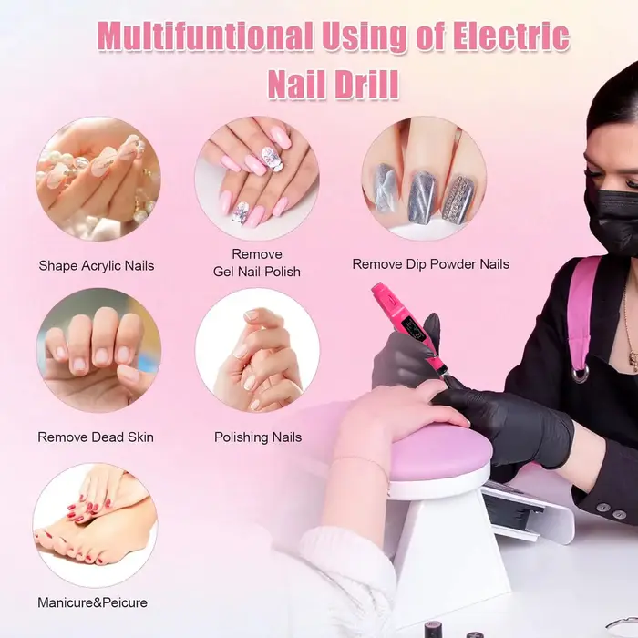 LULAA forte fonction perceuse à ongles ensemble ponceuse à ongles électrique Gel dissolvant de verni