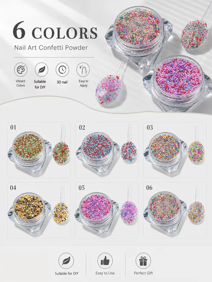 6 poudres à ongles enrichies en dopamine avec effet givré