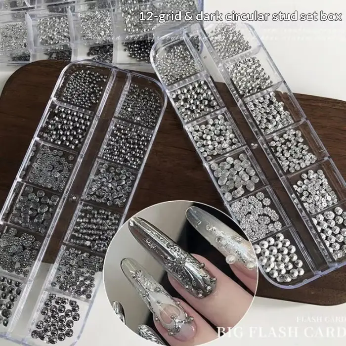 12 Grilles de Charms Métalliques pour Ongles