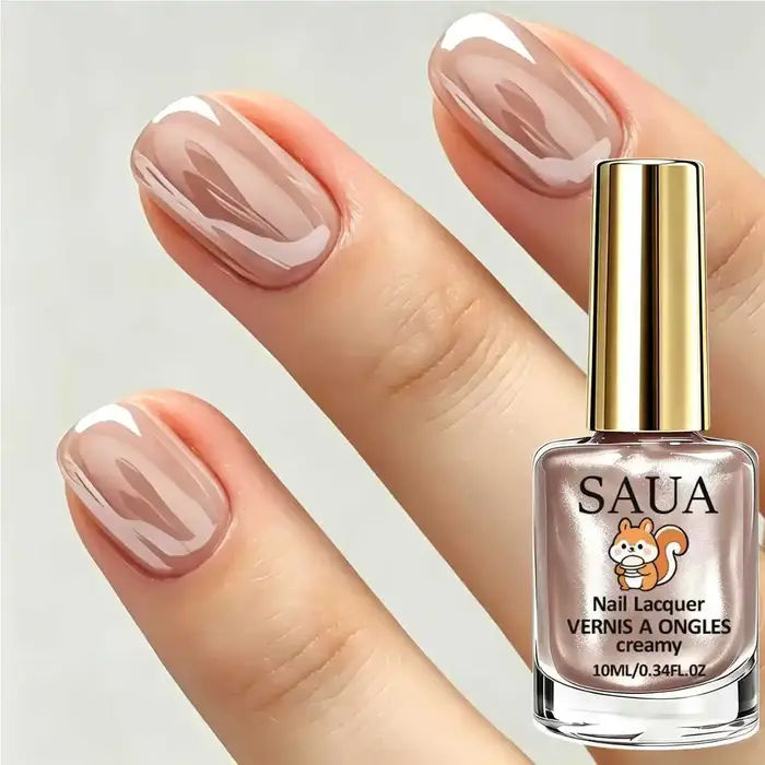Vernis à ongles couleur champagne 10 ml, séchage rapide, pas besoin de lampe UV, texture crème nacrée, haute brillance, pour usage quotidien et fêtes