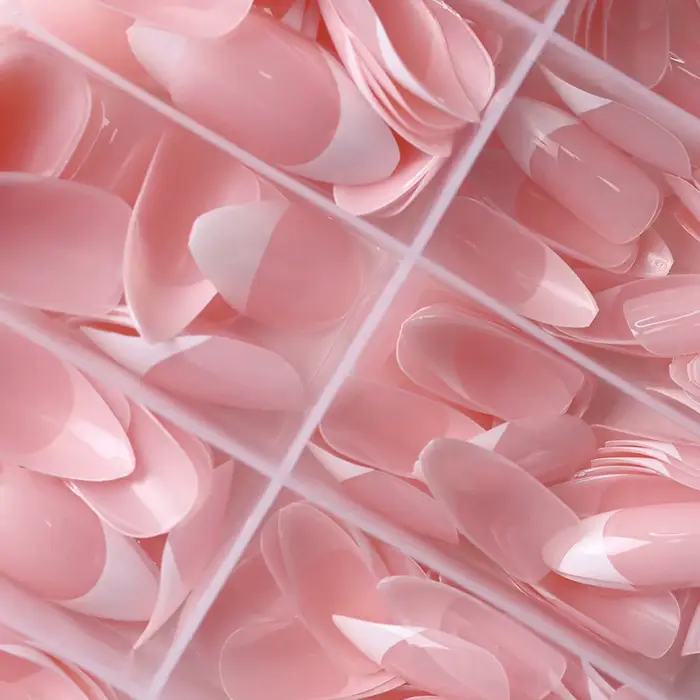 120/150/360 pièces amande rose français presse sur ongles brillant
