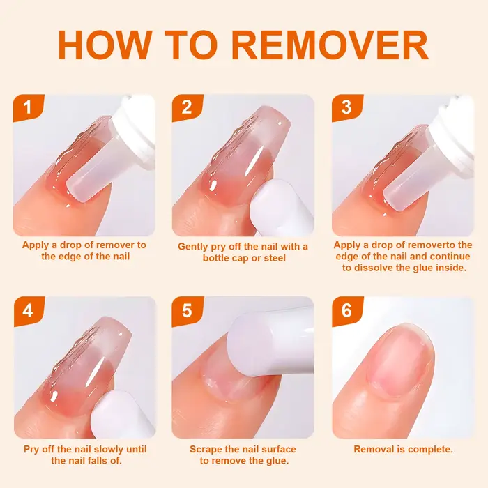 TWOING faux ongles conseils adhésifs solides dissolvant de Gel liquide