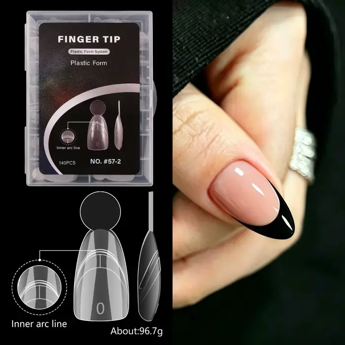 140 pièces de formes à ongles françaises à surface mate, 14 tailles avec ligne française intérieure,