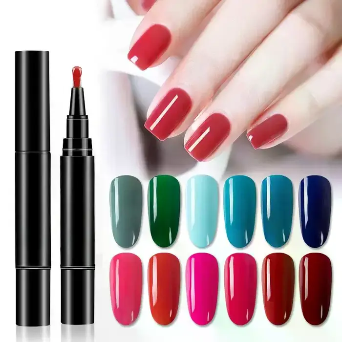 1 pièce Stylo de vernis à ongles gel UV semi-permanent, base et top coat, couleur pure, pour nail art, vernis gel hybride néon