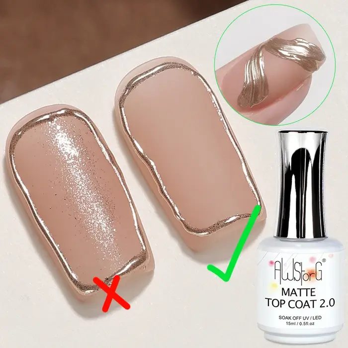 AWStorG 15ml mat couche de finition 2.0 poudre antiadhésive vernis à ongles