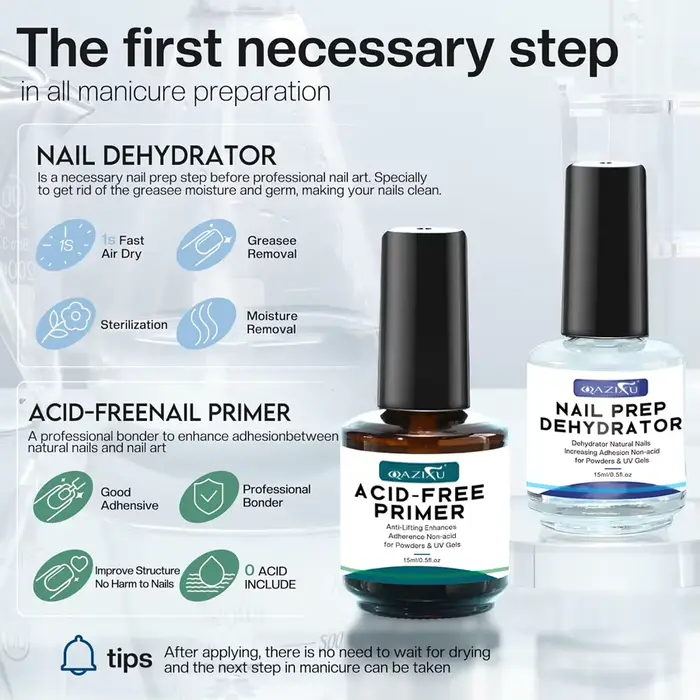 QAZIXU 1/2 pièces 15ml apprêt pour ongles préparation