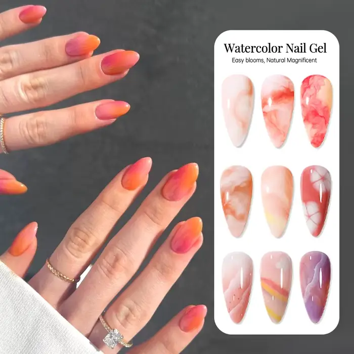 UR SUGAR 15ml Gel à ongles aquarelle transparent effet marbré dégradé blush