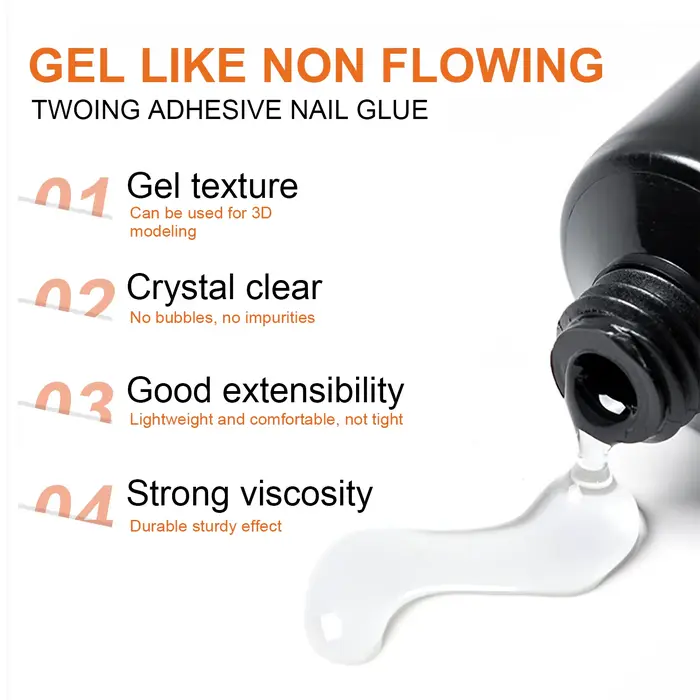 Colle pour faux ongles Gel, colle adhésive forte pour faux ongles et presse sur les ongles, strass e