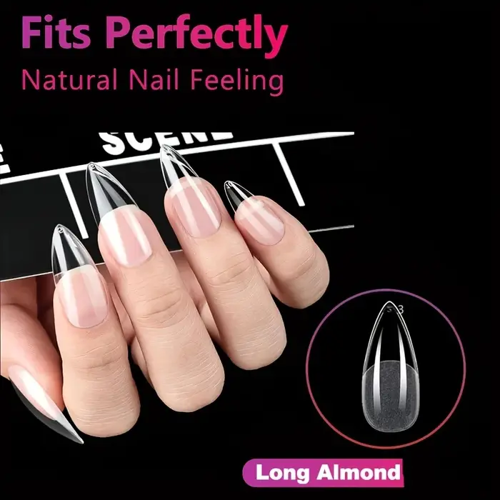 600 faux ongles en amande, 12 tailles différentes de capsules d'ongles en gel souple, capsules d'ongles pré-polies semi-mates à couverture complète, kit de capsules d'ongles en gel acrylique, ongles à