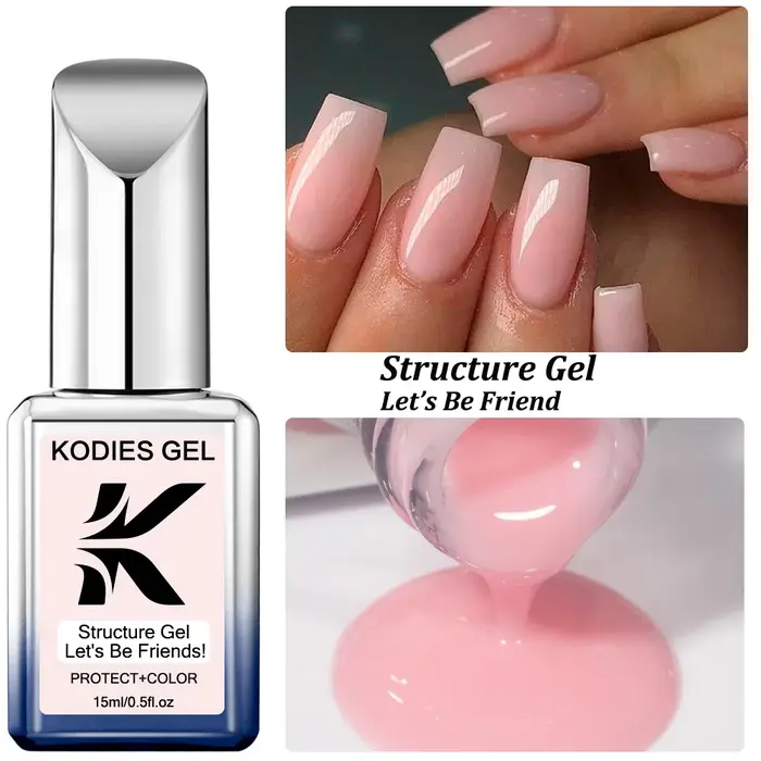 KODIES GEL Vernis Gel Blanc Laiteux 2 EN 1 Base Caoutchouc Structurel Gel Émail Lacté Opale Semi-Transparent Primaire pour Ongles Soak Off UV LED
