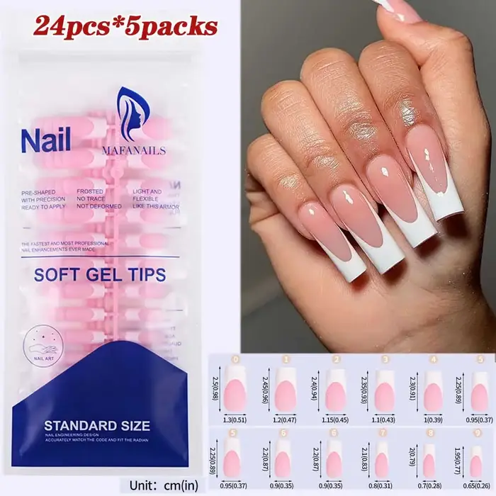120 pièces faux ongles français nus Ballet amande carré doux Gel conseils presse
