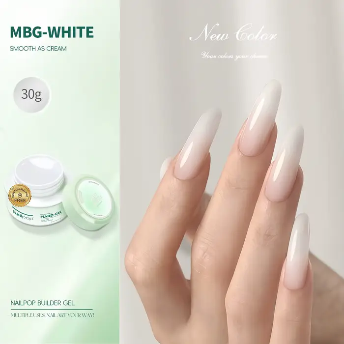 Nailpop Gel de Construction pour Ongles 30/100g, Laité et Lisse, Grande Capacité, Gel UV/LED pour Ex