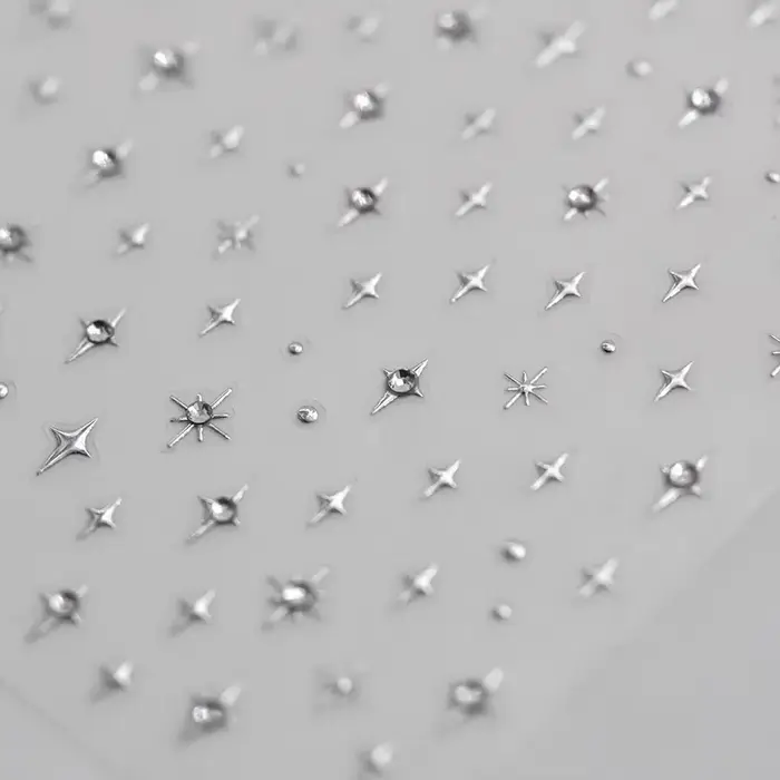 Autocollants pour ongles argentés 5D, 1 pièce, mini étoile en métal, autocollants pour nail art, aut