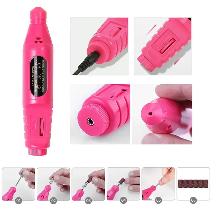 LINMANDA ensemble de manucure USB perceuse à ongles électrique Kit de lime de vernis avec lampe à LED stylo portable