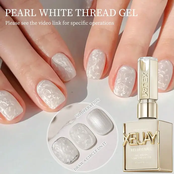 Vernis à ongles Gel à fil blanc perle 15ML