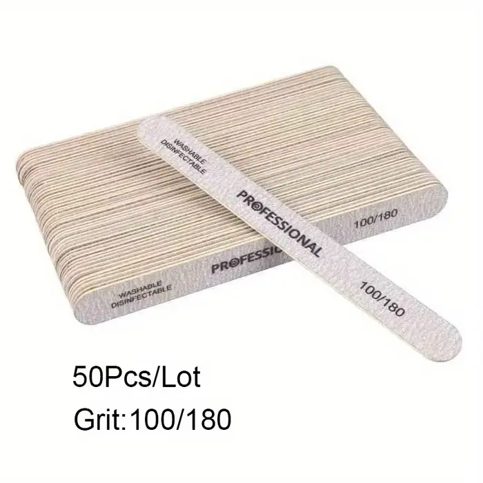 10/25/50 pièces lime à ongles 100/180/240 bloc tampon de ponçage en bois pédicure manucure UV Gel ve