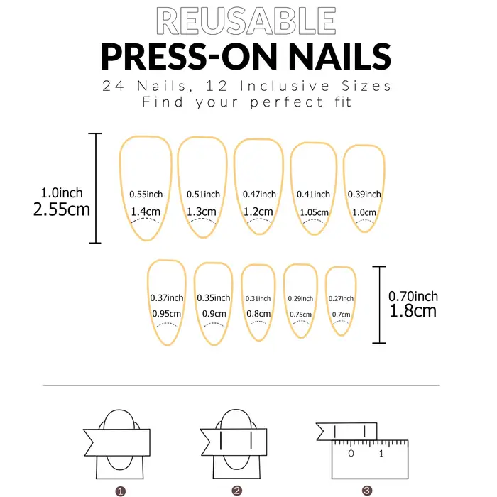 Faux ongles français blanc amande pour femmes et filles