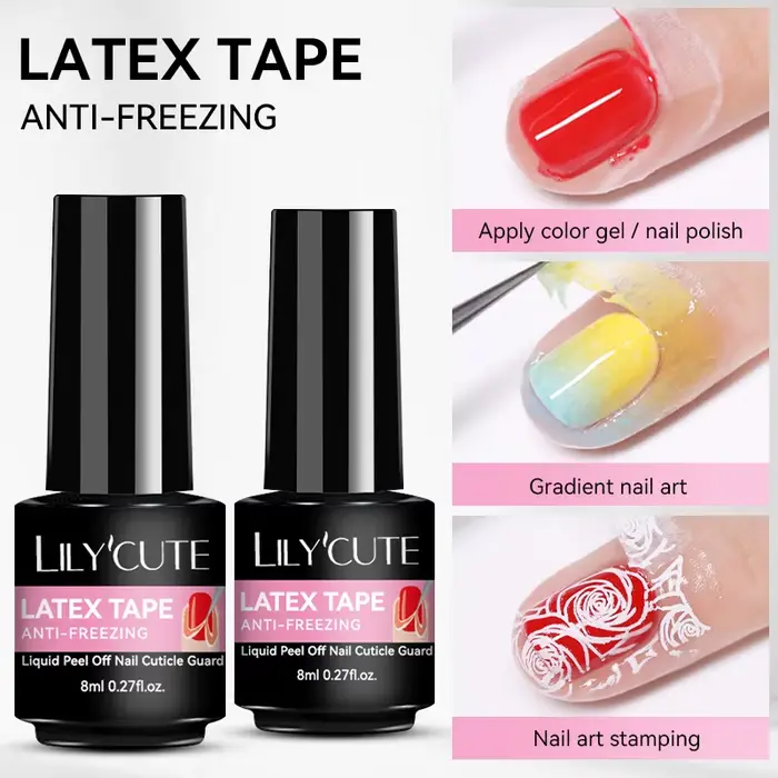 LILYCUTE 8ml décollable liquide ongles Latex bande Gel vernis bord pelable Anti-gel
