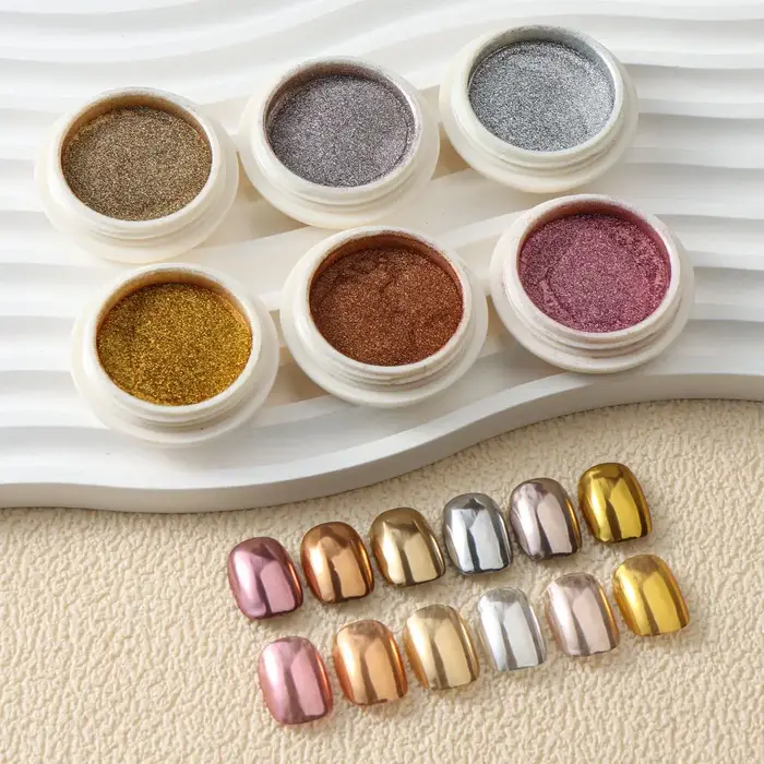 6pc or métallique miroir paillettes Nail Art poussière Rose or argent poudre UV Gel vernis Chrome frottant Pigment flocon manucure décor