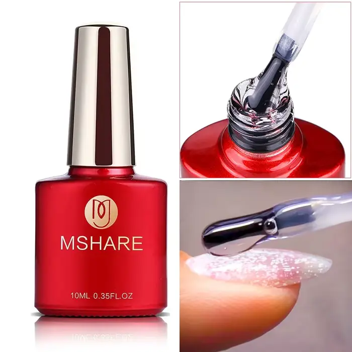 MSHARE Base en Caoutchouc Top Clear Gel de Construction Auto-nivelant Rafforçant UV LED Gel 10 ml