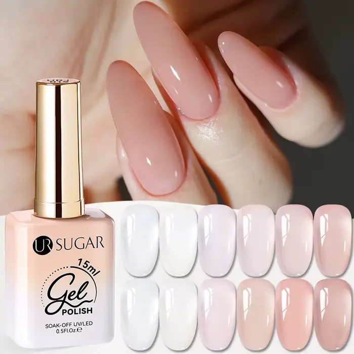 UR SUGAR 15ml Gel UV Transparent Rose Nude Effet Glacé pour Ongles
