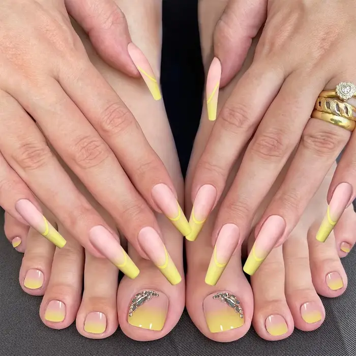 48 pièces presse sur ongles longs carrés et presse sur ongles ensemble