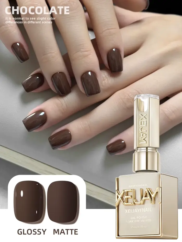 Vernis à ongles Gel marron chocolat, 15ml, 1 pièce, démarreur pur, sans lingette, adapté à toutes le
