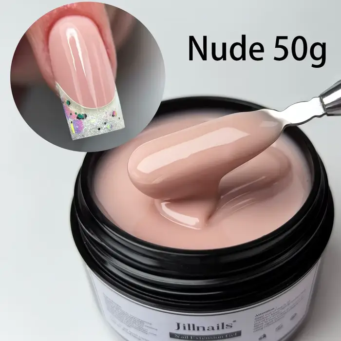 Gel de construction pour ongles Jillnails Nude Bourgogne 50G, rose poudré nude, gel UV scintillant pour extension d'ongles
