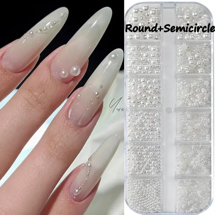 12 grilles rouge/vert perle ongles strass taille mixte perles colorées nacrées breloques Nali cercle complet